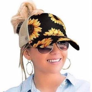 New! Sunflower Criss Cross Ponytail Baseball Caps (2 Styles)
